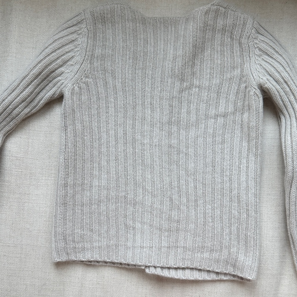 Light Gray Ribbed Knit Girls Cardigan - Picture 8 of 9